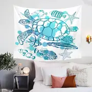 Light Blue Turtle and Fish Tapestry