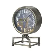 8x6x11" Metro Table Clock Silver Indoor Outdoor Home Decor Tabletop Decoration