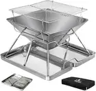 Folding Charcoal BBQ Grill, 2-IN-1 Portable Camping Barbecue Grill Fire Pit, ...