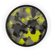 Home Decor Wall Clock Abstract Grunge Inkblot Dark Gray Tasteful Art