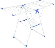 Clothes Drying Rack, Stainless Steel Gullwing Space-Saving Laundry Rack, 2 Tier, Rust-Proof, Foldable Design, for Indoor Outdoor Bed Linen, Clothing, Socks, Scarves