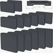 14Pieces Patio Cushion Covers Replacement,Outdoor Couch Cushions Covers Waterproof Furniture Cushion Covers Slipcovers Set with Zippers,Cover Only(Black Gray, 25.6×25.6×3.94inches)