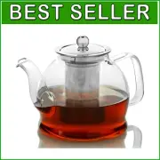 33oz Clear Glass Teapot with Stainless Steel Infuser - Ideal for Blooming Teas