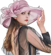 Morakot Hat for Women 2023, Organza Tea Party Fascinator Hats Fashionable Church Hats Brides Beach Sun Hat Purple