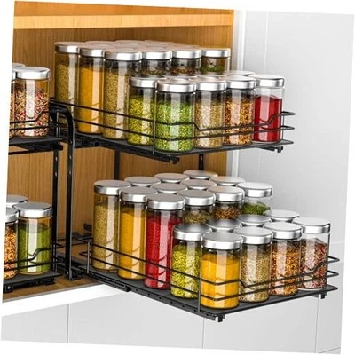 Spice Rack Organizer for Cabinet, 2 Tier Pull Out Spice Racks for Inside