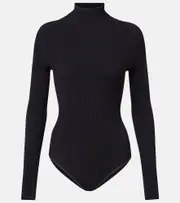 [Alaia] Alaïa Ribbed-knit turtleneck bodysuit AU 18 black