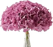AVIVIHO Fake Flowers Hydrangea Silk Flower Heads Pack of 10 Mauve Full Faux Hydrangea Flowers Artificial with Stems for Wedding Home Party Decor Shop Baby Shower Decoration