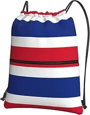 EdWal Flag Of Costa Rica Print Drawstring Backpack Gym Bags Sports Bags With Zipper Pocket For Travel Beach, Black, One Size