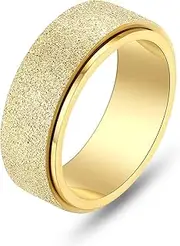 [ALEXTINA] Women's Men's 6MM 8MM Fashion Stainless Steel Spinner Ring Sand Blast Finish