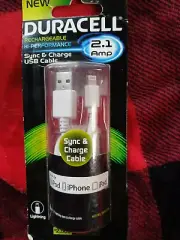 Duracell DUS1339 Solaray LLC Phone Sync & Charge USB Cable Hi-Performance White