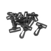 Briefcase Band Strap Black Plastic 38mm Swivel Rotary Snap Hooks Buckle 10 Pcs