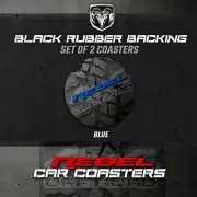 Ram Rebel Car Coasters - Blue Logo - Rubber