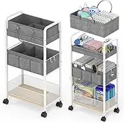 2In1 Baby Diaper Caddy & 3-Tier Rolling Cart, Organizer With Dividers, Metal Detachable Bedside Cart for Nursery Essentials, Large Capacity, Easy to Assemble, White