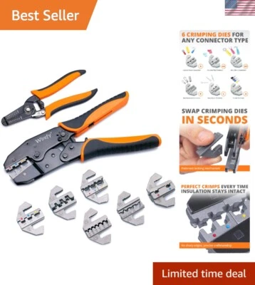 Crimping Tool Set 8 PCS - Ratcheting Wire Crimper - Heat Shrink, Non-Insulate...