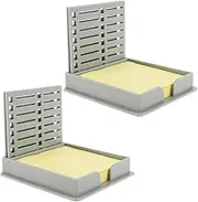 2Pcs Sticky Note Holder with Stencil Reusable Plastic Sticky Note Dispenser Practical Post Note Template for 3x3 Self-Sticky Note Pads (Sticky Notes Not Contain) (Light Gray)