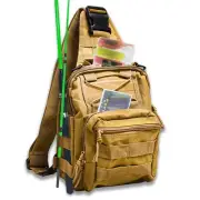 Fishing Backpack Tackle Bag with Rod Holder Waterproof Gear Sling Backpack Fi...