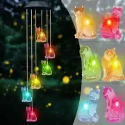 Cats Solar LED Wind Chimes Color Changing Outdoor Hanging Lights for Garden