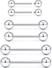 [Kwoencxi] 14G 16G Nipple Piercings Tongue Rings Externally/Internally Threaded Hypoallergenic 316L Surgical Steel Nipple Tongue Barbell Piercing Jewelry for Women Men 12mm 14mm 16mm 19mm 22mm