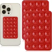 Giantree 2 Pcs Silicone Suction Phone Case Adhesive Mount, Suction Phone Case Mount Anti-Slip Hands-Free Mobile Accessory Phone Accessory Holder (Red), 564870-SALZZ-I