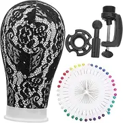 HONMEET 1 Set Canvas Block Wig Head Mannequin with Stand Professional Display for Wigs Hats Headdresses Smooth Surface Durable Flexible Design for Salon and Home Use
