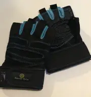 Bohemian Retroci Light Marine Padded Gel Workout Gloves Women Size~L Half Finger