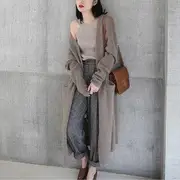 Long Sleeve Open-Front Cardigan Camel - One Size