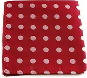 [Tie Store Australia] Mens Red & Silver Large Polka Dot Silk Pocket Square Red, Silver