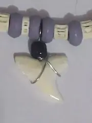 REAL SHARK TOOTH PENDANT 1.5cm ON BLACK LEATHER CORD,