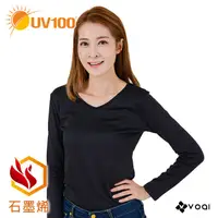 在飛比找蝦皮商城優惠-【UV100】 防曬 石墨烯遠紅蓄熱舒毛V領上衣-女(BA9