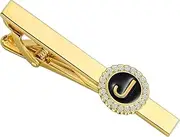 [Generic] Tie Clips and Cufflinks Set for Men 18K Gold ColorJ Initial Suitable for French Cuff Shirt and Dress Shirt