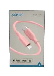 Anker - PowerLine III Flow USB-C to MFi-Certified Lightning Cable 6ft Pink #3051
