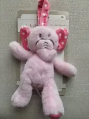 Kellytoy Kelly Baby Pink Elephant Plush Stuffed Lovey Rattle Loop NEW