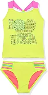 [SETMVVQ] Girls Two Piece Tankini Swimsuits Girls Bathing Suits Sport Crossback Swimwear 3-14 Years