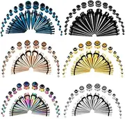 [TBOSEN] 36 PCS Ear Tapers Stretching Kit Stainless Steel Gauges Plugs Tools Set Eyelet 14g-00g