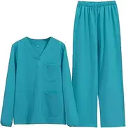 [Vaveren] Scrubs Set Workwear Scrub Set Doctor Costume with Pockets Elastic Quick Drying Breathable Comfortable V Neck Top and Pant Set