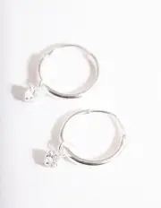 Sterling Silver Diamante Dangle Hoop Earrings