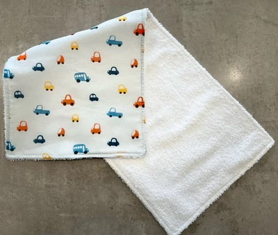 Cars Burp Cloths 100% Muslin Cotton Fabric Towel Backed Absorbent Free Post