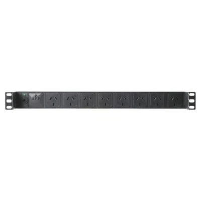 Horizontal Recessed Rack Power Rail Surge 8 Way 10A GPO PDU C14 Input