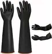 Latex Chemical Resistant Gloves, Industrial Rubber Gloves Extra Large Reusable 22" Latex Gloves Long Waterproof Cleaning Gloves Resist Strong Acid, Alkali and Oil for Safety Work Heavy Duty XL Black
