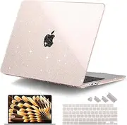 DONGKE Compatible with MacBook Air 13.6 inch Case M4 M3 M2 2025 2024 2023 2022 A3240 A3113 A2681, Glitter Bling Plastic Hard Shell & Keyboard Cover for MacBook Air M4 13 inch Case, Starlight