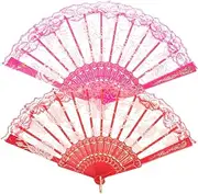 GOOHOCHY Fashionable 2pcs Folding Fan Hand Dancing Pattern Fan for Performance Daily Use