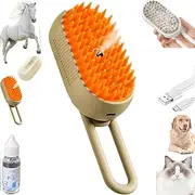 Chevaroo Horse Steam Brush，3-in-1 Self-Cleaning Steam Pet Brush for Shedding，Grooming Tool with 3 in 1 Function for Cleaning Pet Hair 360° Rotating For Cat Dog Horse. (CWS Brown)