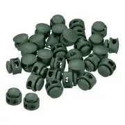 Cord Locks, 30 Pack Round Spring Toggle Stopper, Dark Green