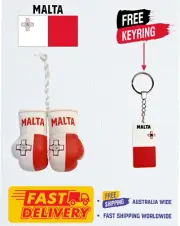 MALTESE FLAG , MALTA , MINI BOXING GLOVES , BUY 1 PAIR & GET 1 FREE KEYRING
