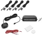 Parking Sensor, Garage Car Vehicle Reverse Backup Radar System with 4 Sensors Beep Park Assistance Kit Distance Info Video Output Sound Warning Alarm Buzzer Reminder for Safe Driving Auto RV Trailer