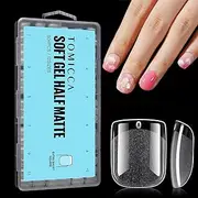 TOMICCA Extra Short Square Shaped Nail Tips, 504PCS Half Matte Soft Gel, No File Needed- Full Cover False Nails, Clear Acrylic & Strong Tips for Press On Extension,12 Sizes