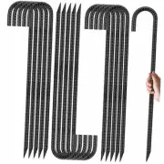 Kingsyard 16 Pack Galvanized Steel J Hook Rebar Stakes-16 Inch Long, 0.4 inch