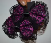 Body Rage Spencers OVERSIZED LEOPARD PRINT Bow Ribbon Barrette Hair Clip **NEW**