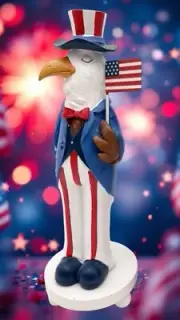 UNCLE SAM Stars and Stripes Figurine Statue PATRIOTIC 4th of July Bald Eagle