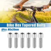 6 Pcs Bicycle Stem Screws for MTB Bike Bicycle Stem M5x20mm Steel Silver Tone